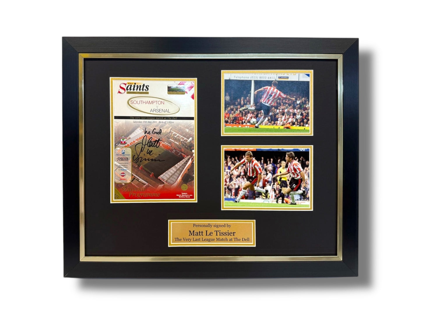 Matt Le Tissier Signed Football Programme/ Southampton v Arsenal Last League Match At Dell- Deluxe Framed