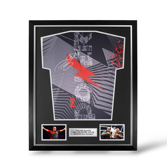 Phil Taylor Signed 2018 Target Darts Shirt- Deluxe Framed