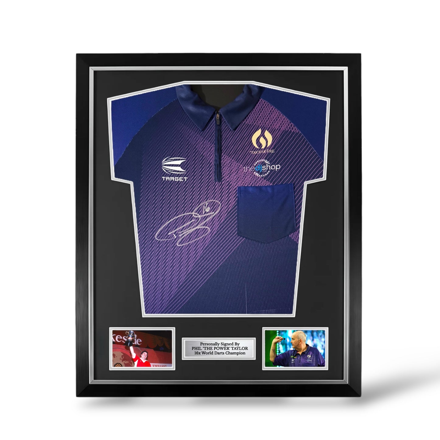 Phil Taylor Signed Official 2024 Target Darts Shirt- Deluxe Framed