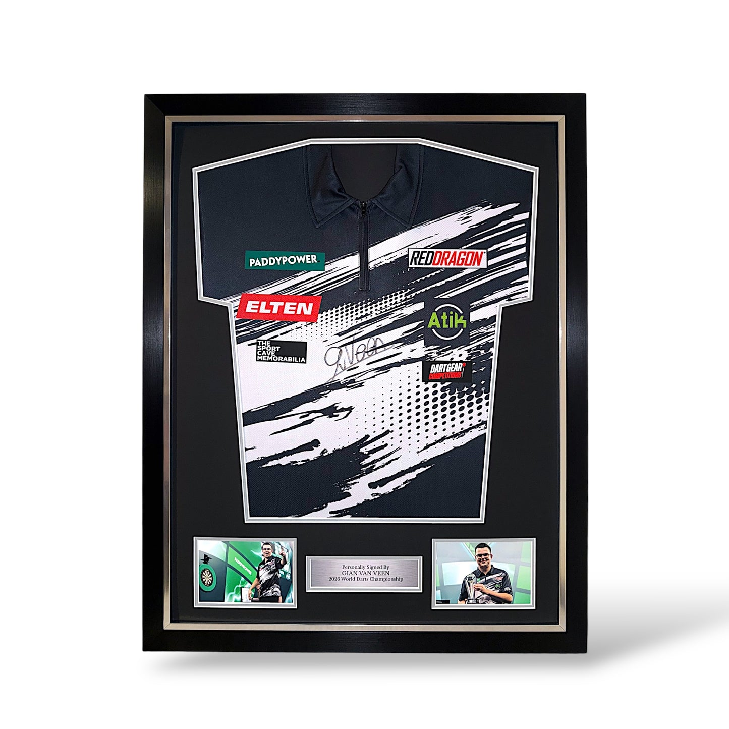 Gian Van Veen Signed World Championship Edition Darts Shirt- Deluxe Framed
