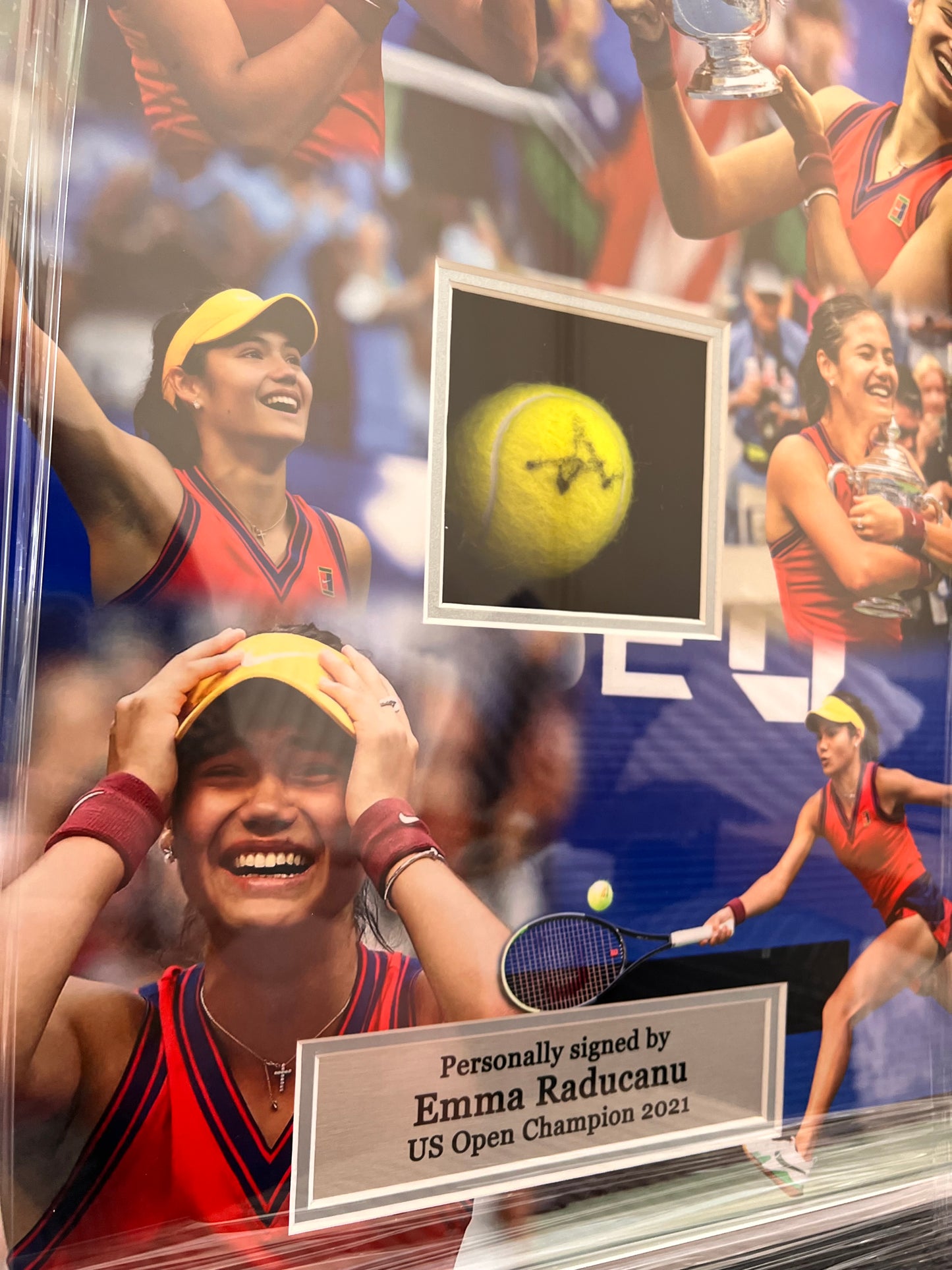 Emma Raducanu Signed Tennis Ball- Deluxe Framed US Open Champion 2021