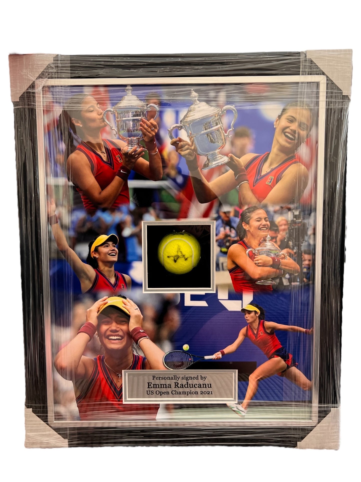 Emma Raducanu Signed Tennis Ball- Deluxe Framed US Open Champion 2021