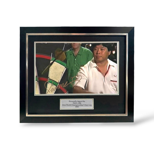 Paul Lim Signed 1990 First 9 Dart Photo- Deluxe Framed