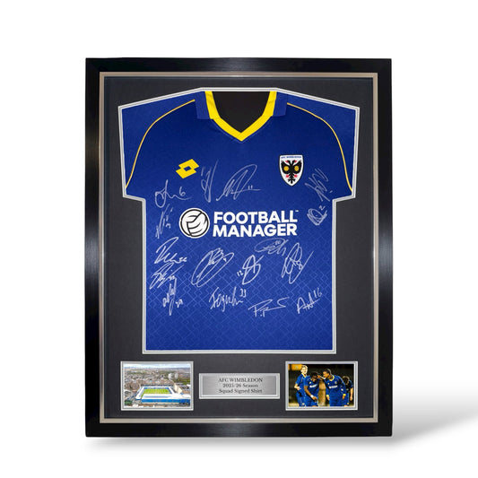 AFC Wimbledon 2025/26 Squad Signed Home Shirt- Deluxe Framed