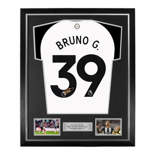 Bruno Guimarães Signed Newcastle United 24/25 Home Shirt- Deluxe Framed
