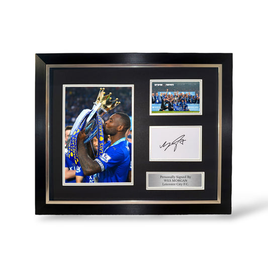 Wes Morgan Signed Leicester City Champions Montage- Deluxe Framed