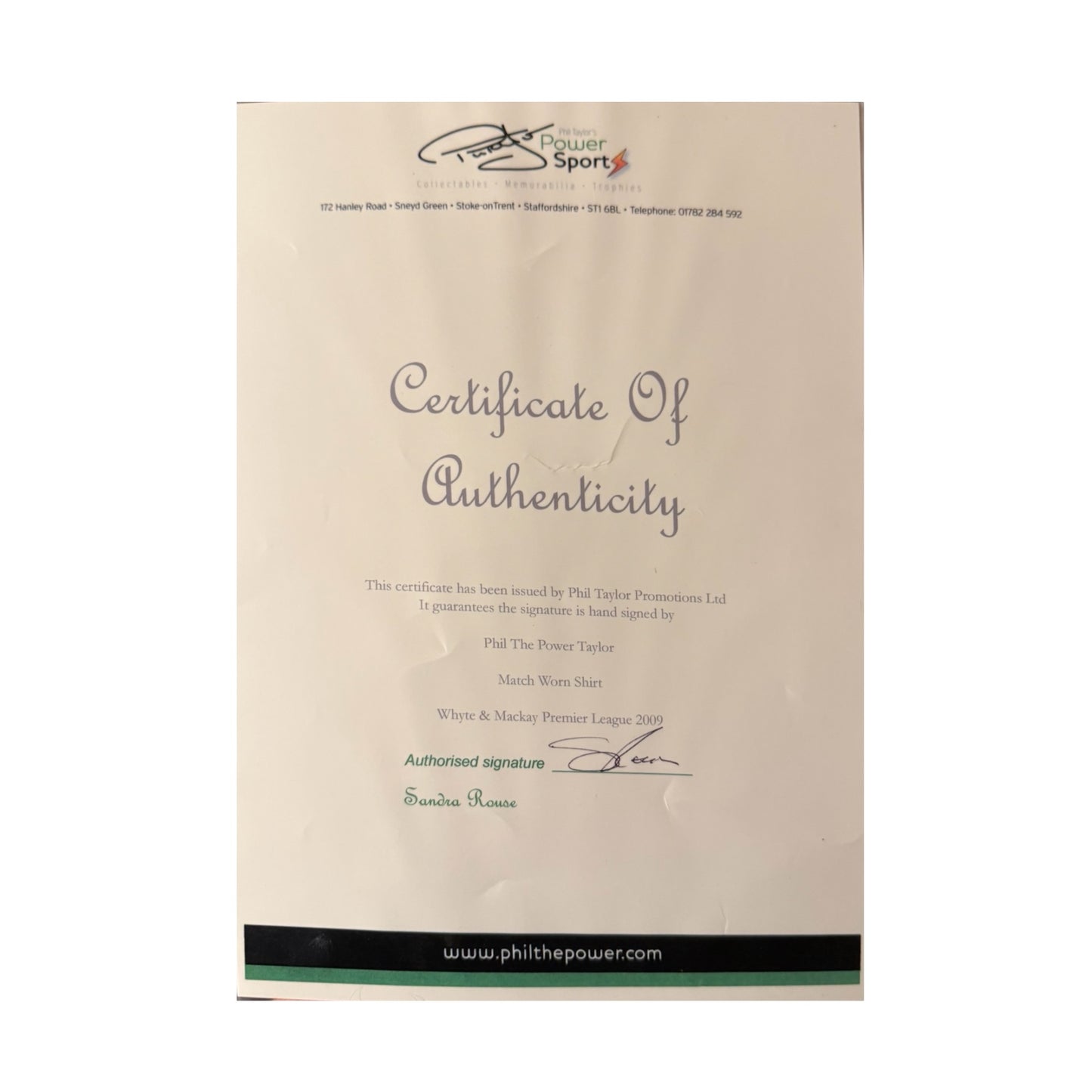 Phil Taylor MATCH WORN Signed 2009 Premier League Shirt