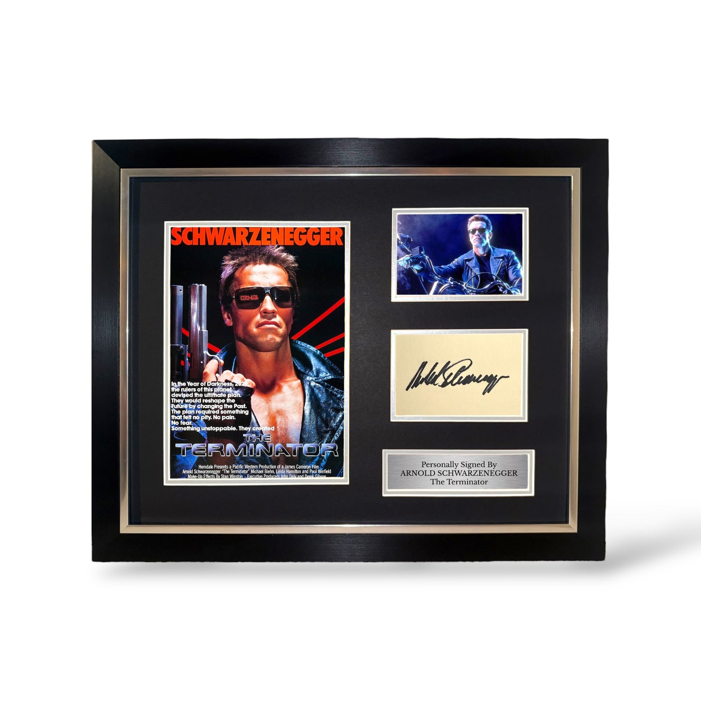 Arnold Schwarzenegger Signed The Terminator Montage- Deluxe Framed