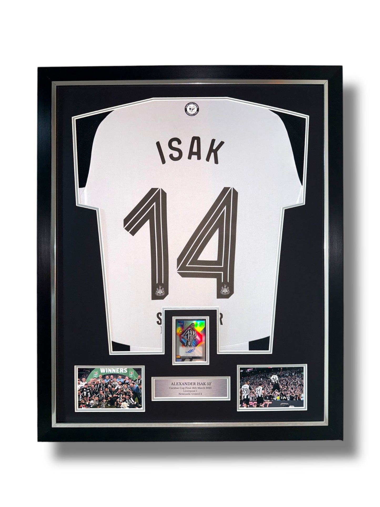 Alexander Isak Signed Official Topps Auto Card/ Newcastle United 24/25 Home Shirt- Deluxe Framed