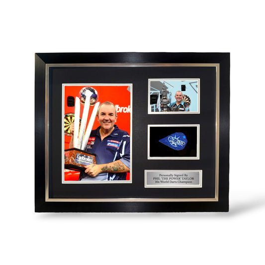 Phil Taylor Signed Target GX2 Flight Montage- Deluxe Framed