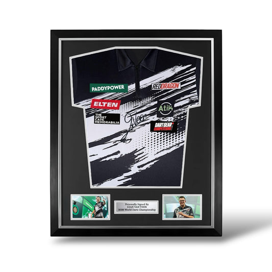 Gian Van Veen Signed World Championship Edition Darts Shirt- Deluxe Framed