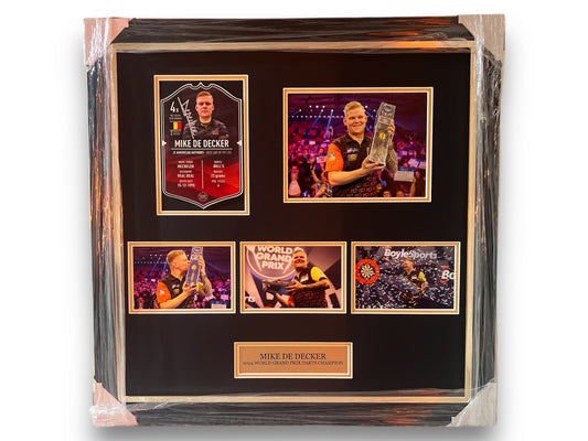Mike De Decker Signed World Grand Prix Darts Champion 2024 Ultimate Card- Deluxe Framed