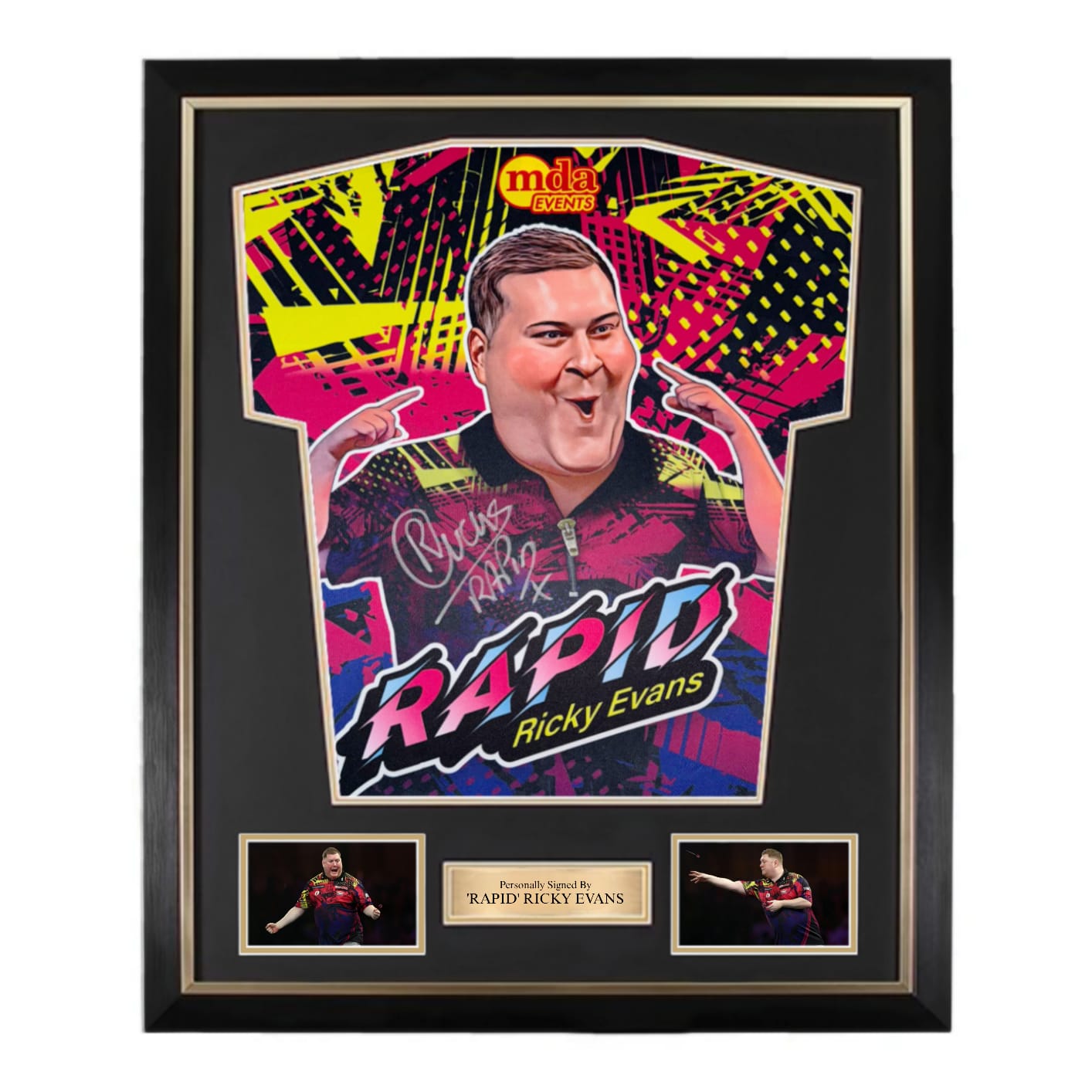 ‘Rapid’ Ricky Evans Rear Signed Darts Shirt- Deluxe Framed