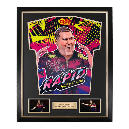 ‘Rapid’ Ricky Evans Rear Signed Darts Shirt- Deluxe Framed
