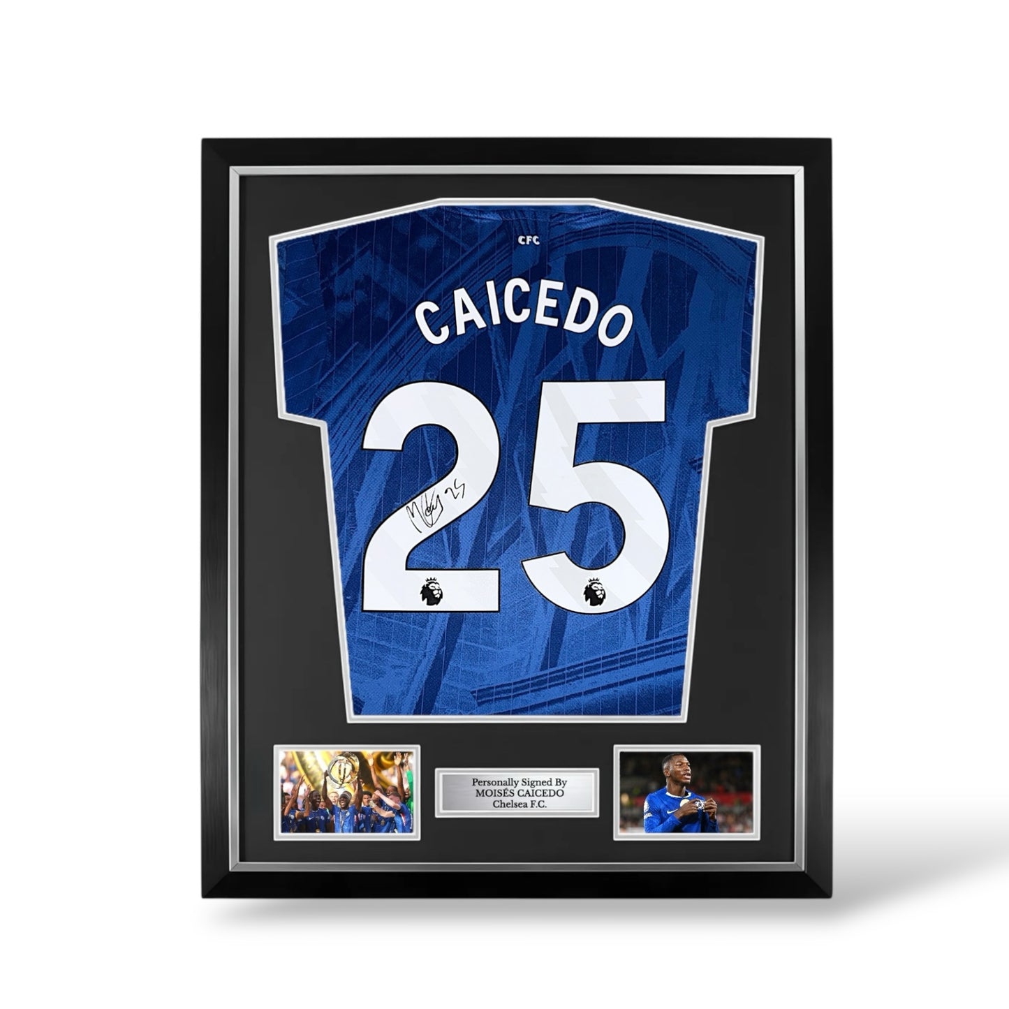 Moises Caicedo Signed Chelsea 2025/26 Home Shirt- Deluxe Framed