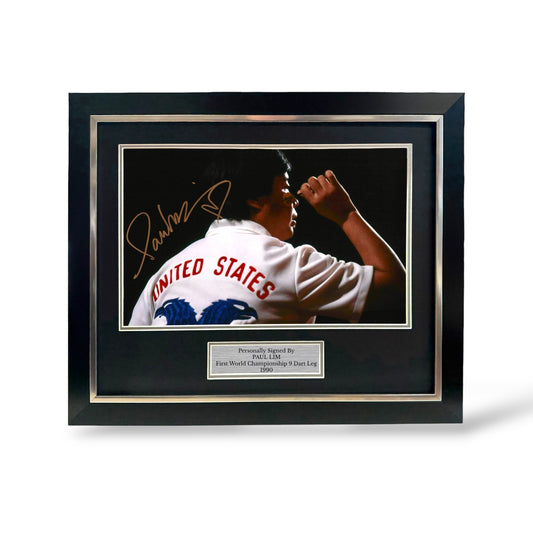 Paul Lim Signed 1990 9 Dart Photo- Deluxe Framed