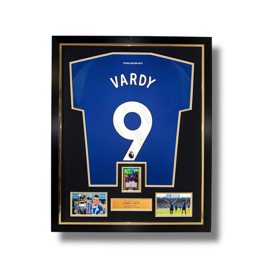 Jamie Vardy Signed Official Topps Auto Card/ Leicester City 2024/25 Home Shirt- Deluxe Framed