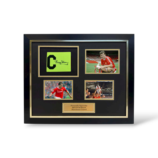 Bryan Robson Signed Captains Armband/ Manchester United- Deluxe Framed