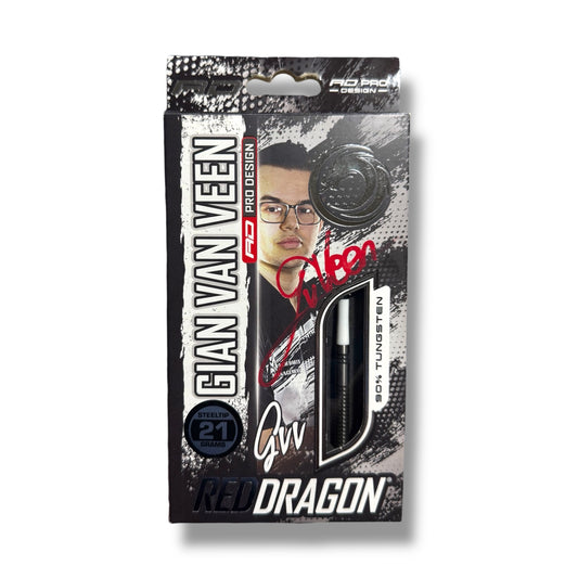 Gian Van Veen Signed Red Dragon Darts Set