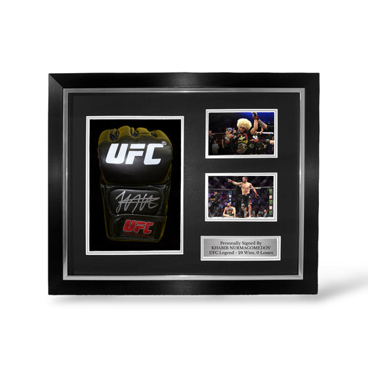 Khabib Nurmagomedov Signed UFC Glove- Deluxe Framed