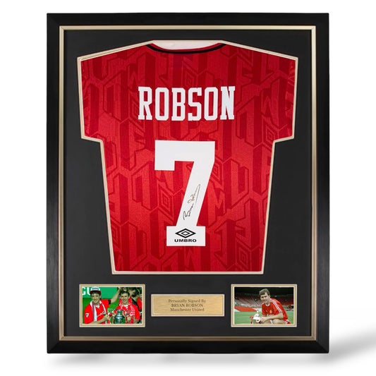 Bryan Robson Signed Manchester United 1992-1994 Home Shirt- Deluxe Framed