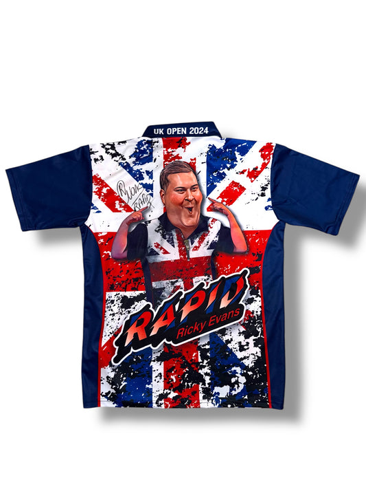 ‘Rapid’ Ricky Evans Rear Signed Darts Shirt (UK Open 2024 Style)