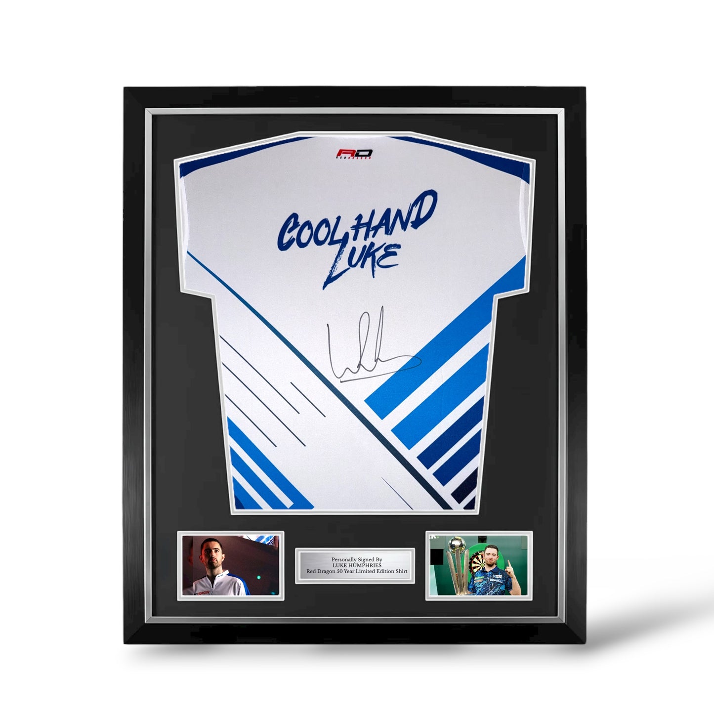 Luke Humphries Signed Official Red Dragon 50 Years Anniversary Shirt- Deluxe Framed