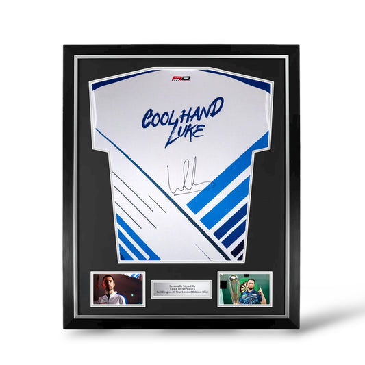 Luke Humphries Signed Official Red Dragon 50 Years Anniversary Shirt- Deluxe Framed