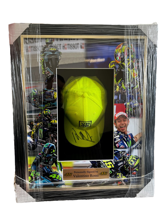 Valentino Rossi Signed VR46 Cap Deluxe Framed