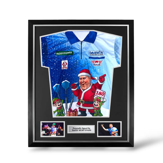 ‘Rapid’ Ricky Evans Signed Darts Shirt (World Championship 2026 Christmas Style)- Deluxe Framed