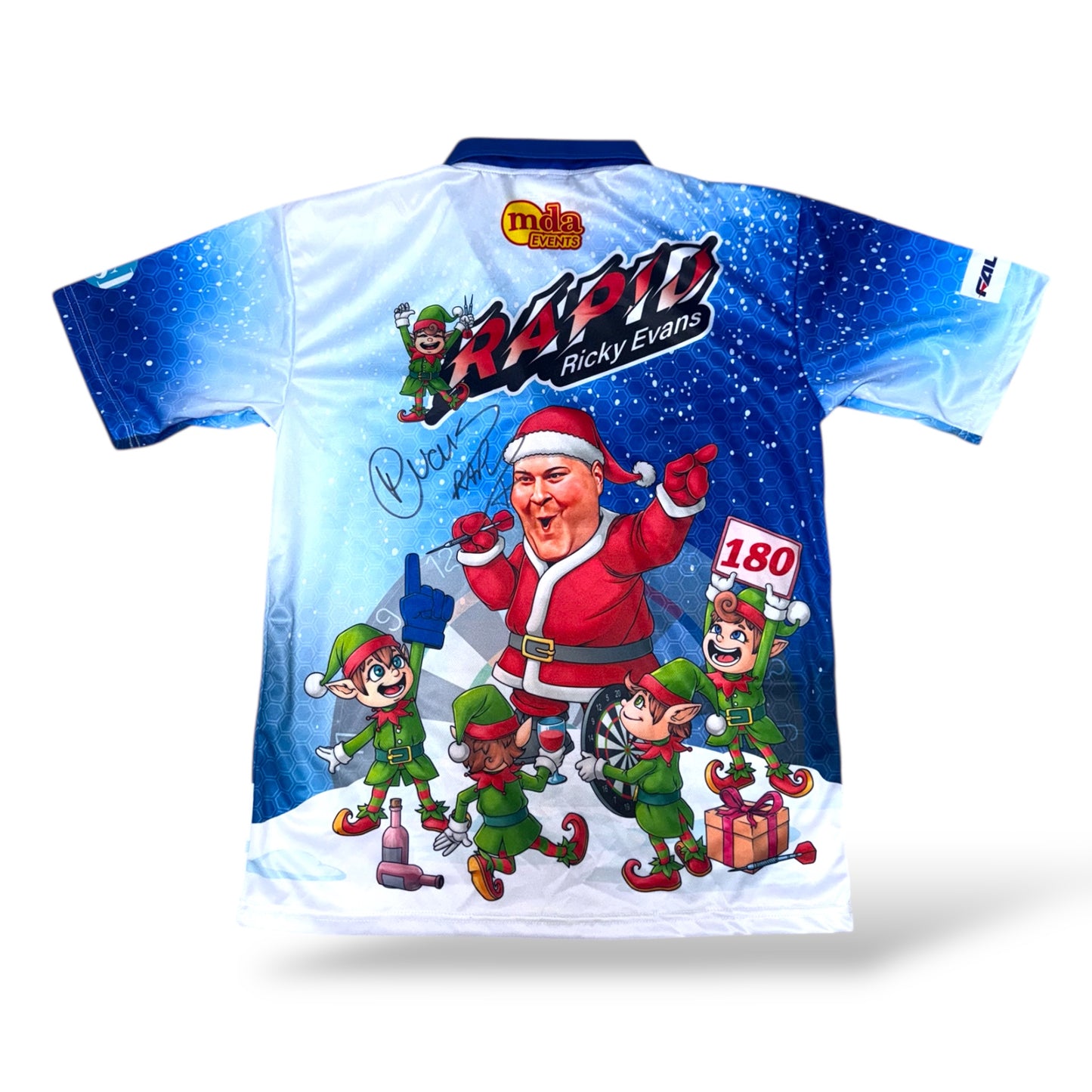‘Rapid’ Ricky Evans Rear Signed Darts Shirt (World Championship 2026 Christmas Style)