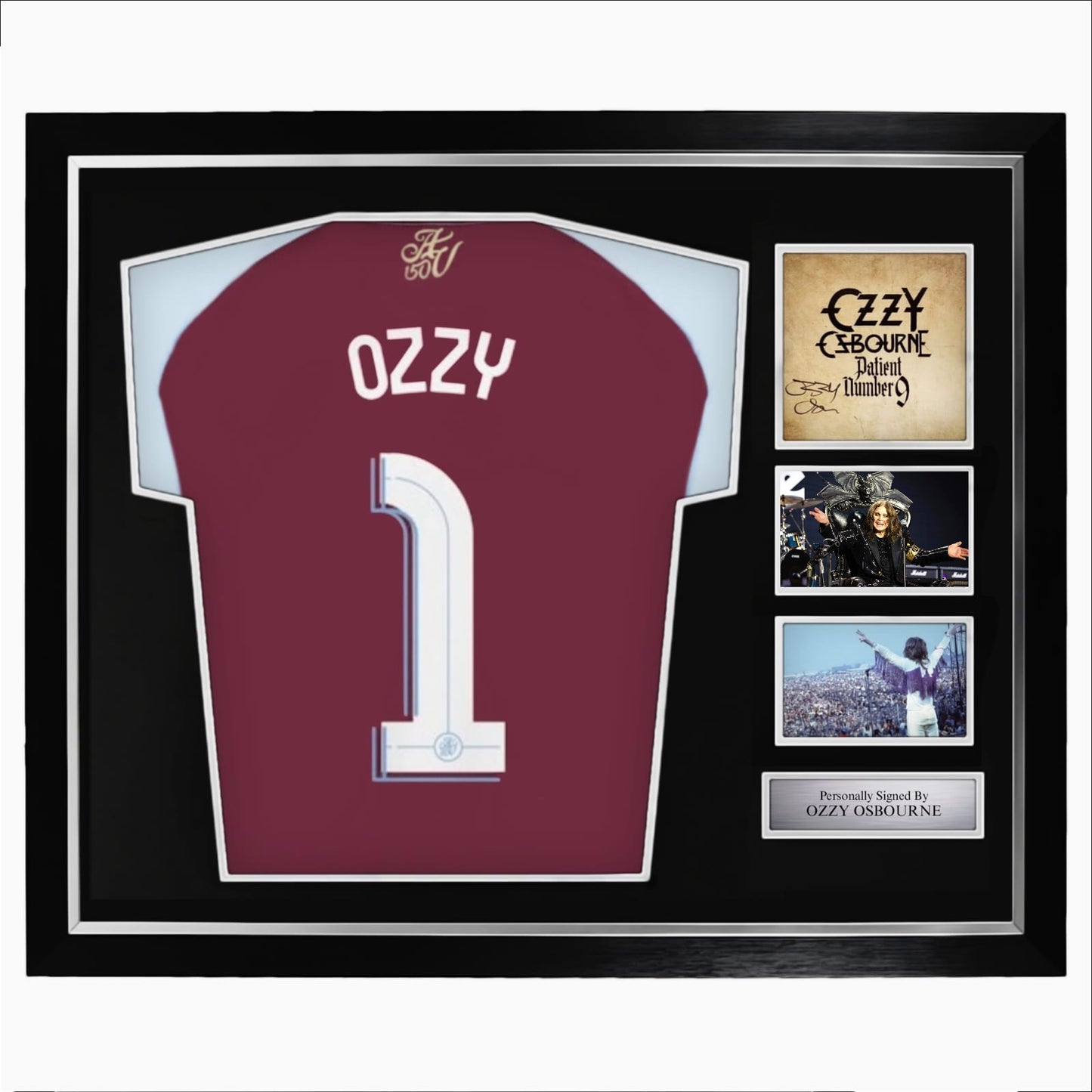 Ozzy Osbourne Signed Aston Villa Display- Deluxe Framed