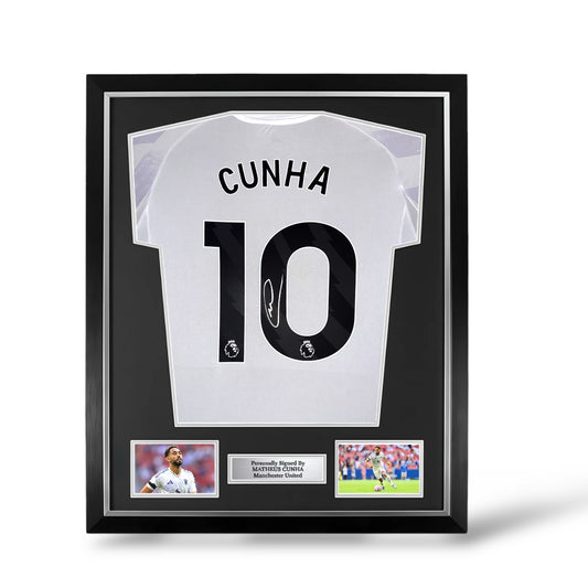 Matheus Cunha Signed Manchester United 25/26 Away Shirt- Deluxe Framed