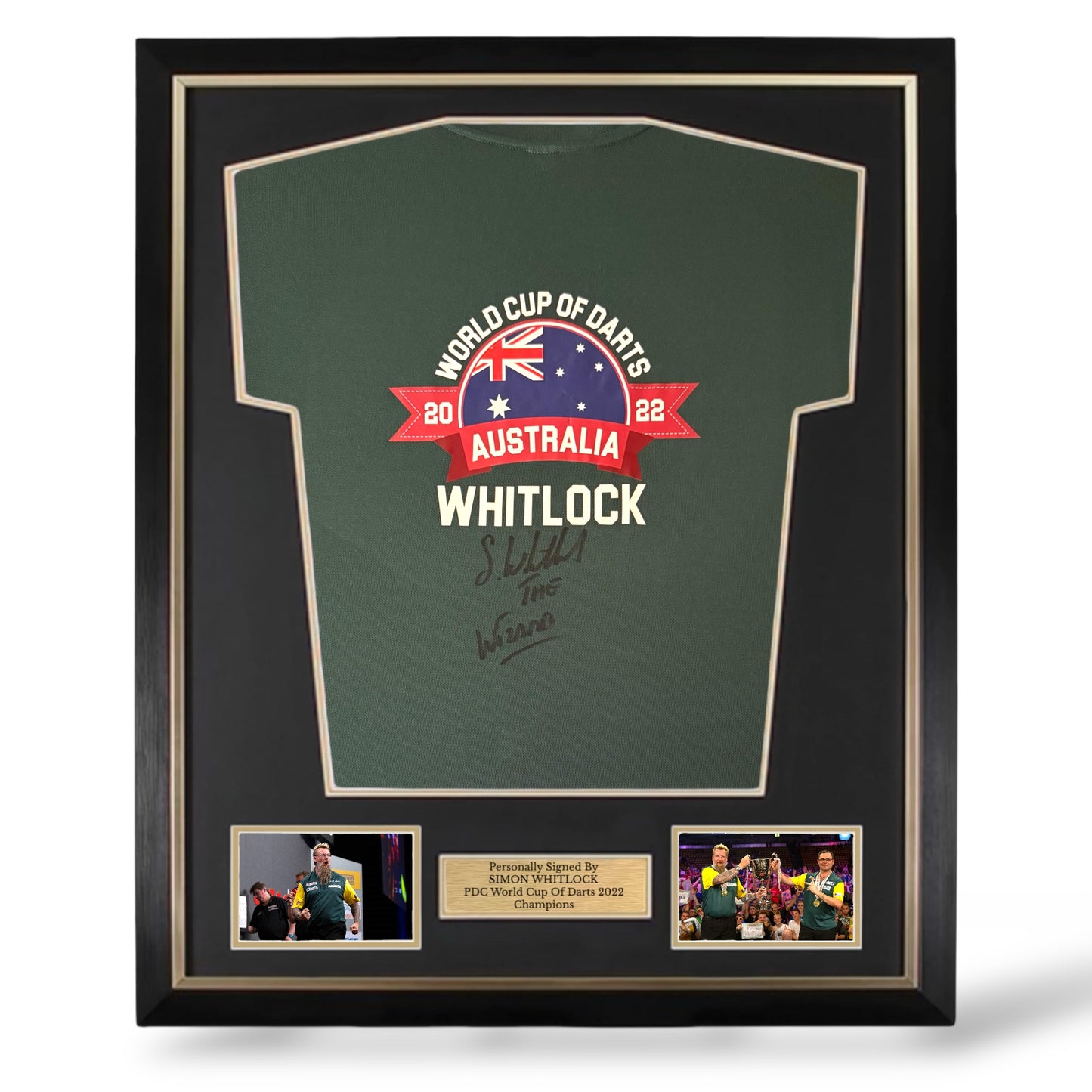 Simon Whitlock Signed Official Australia World Cup Of Darts 2022 Shirt- Deluxe Framed