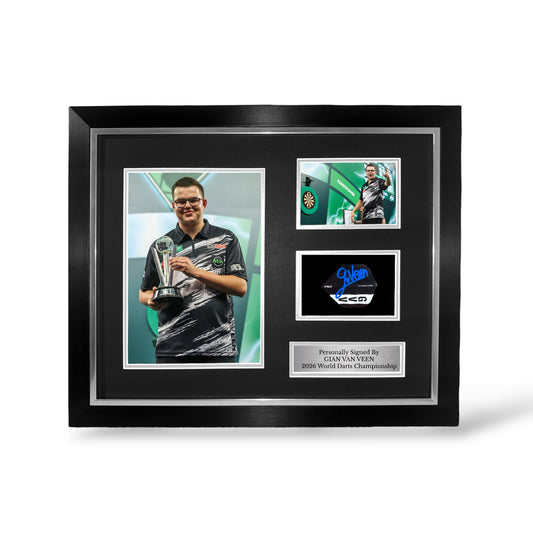 Gian Van Veen Signed World Championship Edition Flight Montage- Deluxe Framed