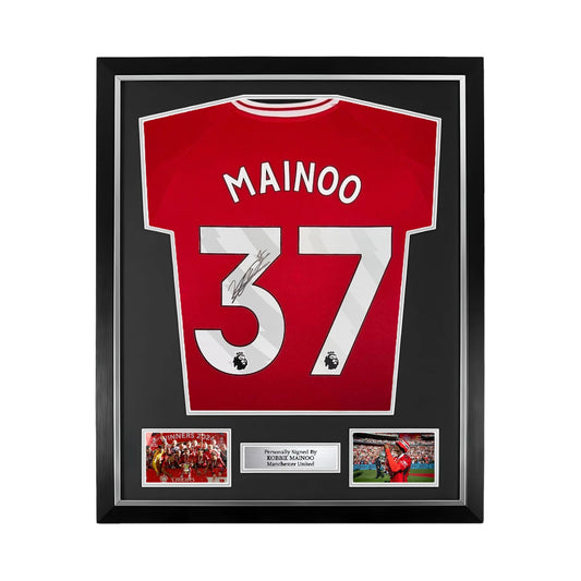 Kobbie Mainoo Signed Manchester United 24/25 Home Shirt- Deluxe Framed