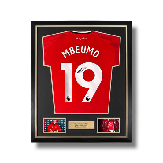 Bryan Mbeumo Signed Manchester United 25/26 Home Shirt- Deluxe Framed