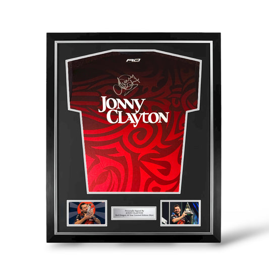 Jonny Clayton Signed Official Red Dragon 50 Years Anniversary Shirt- Deluxe Framed