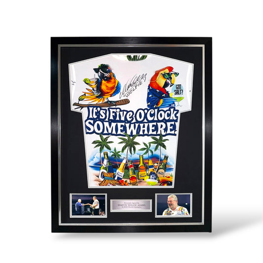 Martin Adams ‘Wolfie’ Signed Its Five O’Clock Somewhere Shirt- Deluxe Framed