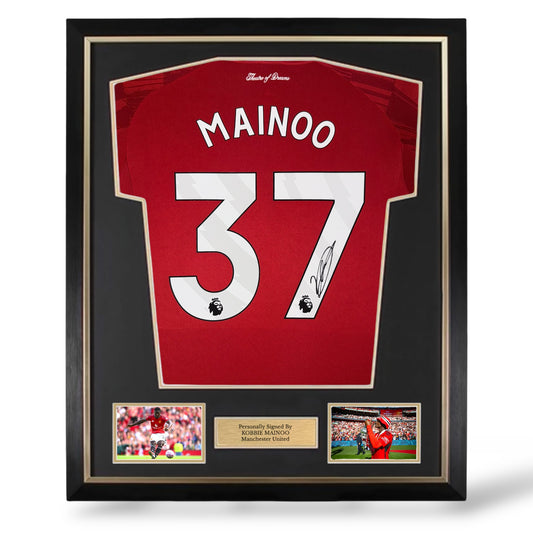 Kobbie Mainoo Signed Manchester United 2025/26 Home Shirt- Deluxe Framed