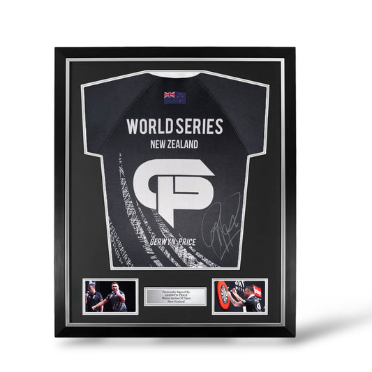 Gerwyn Price Signed Official World Series Of Darts New Zealand Shirt- Deluxe Framed