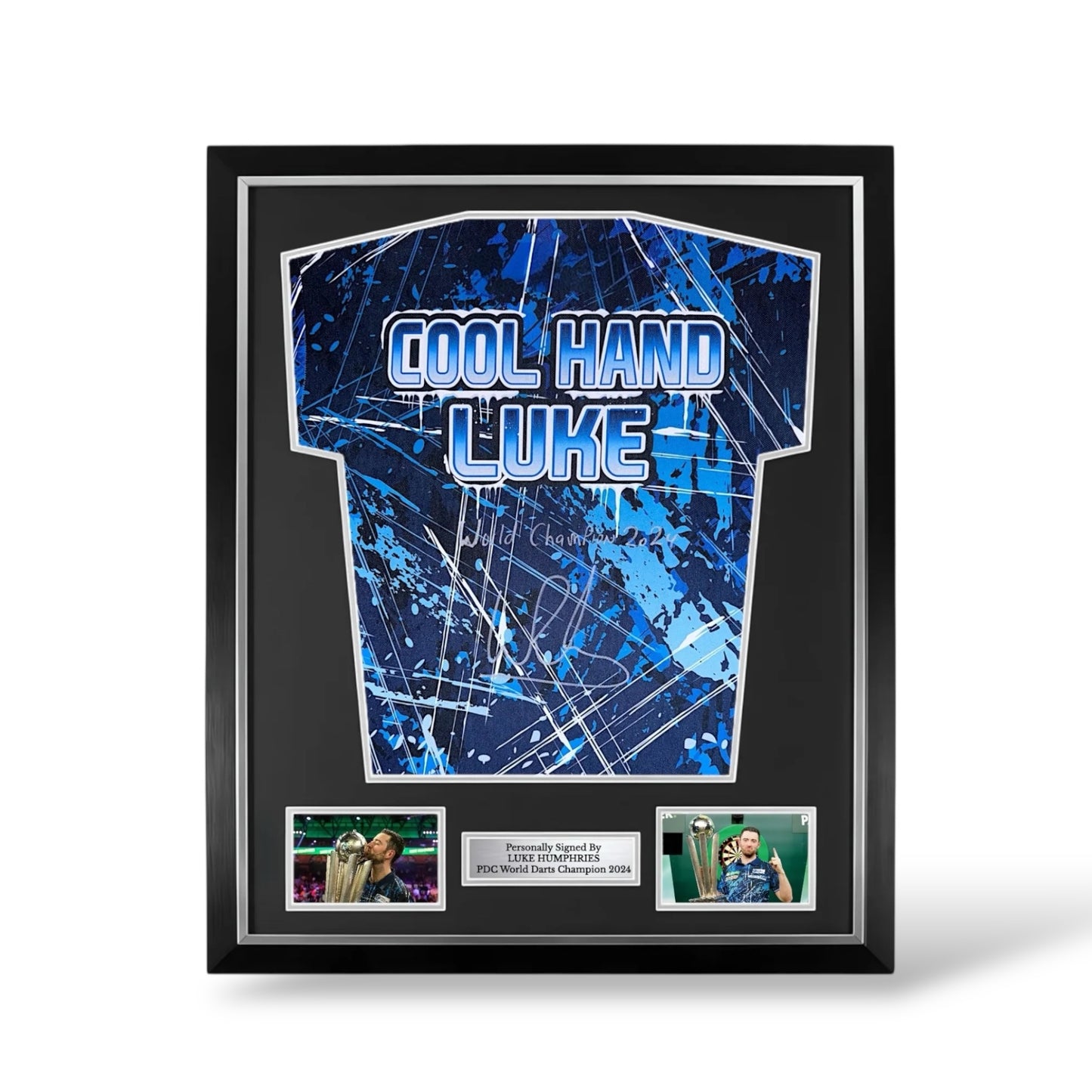 Luke Humphries Rear Signed Official World Champion 2024 Shirt- Deluxe Framed