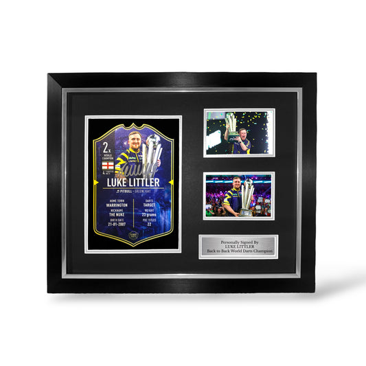 Luke Littler Signed Back to Back World Champion Ultimate Darts Card- Deluxe Framed