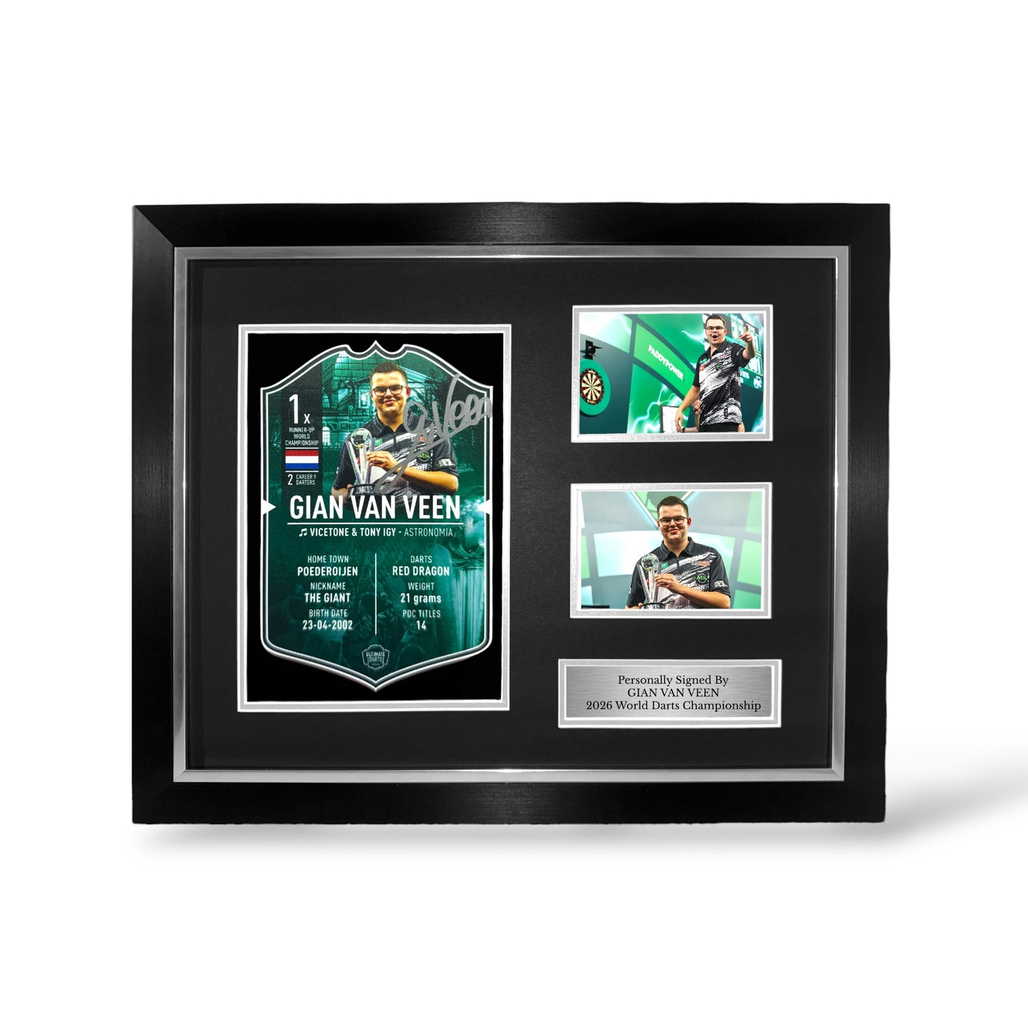 Gian Van Veen Signed World Championship Finalist Ultimate Darts Card- Deluxe Framed