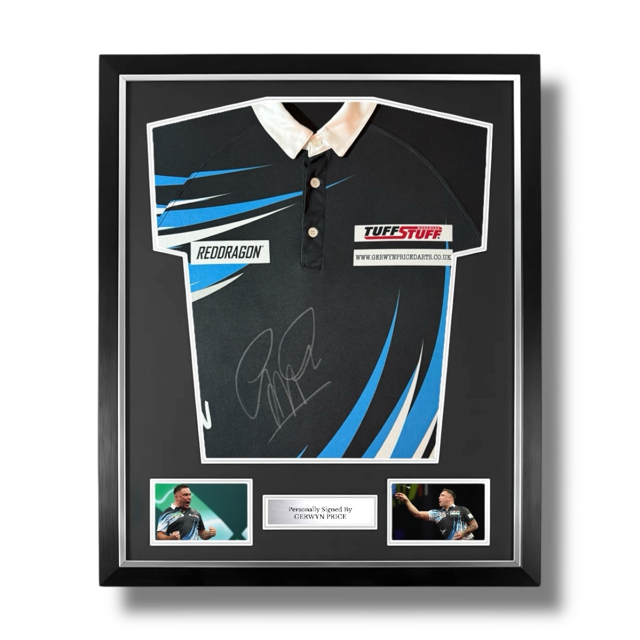 Gerwyn Price Signed Official Akuma Black Darts Shirt- Deluxe Framed
