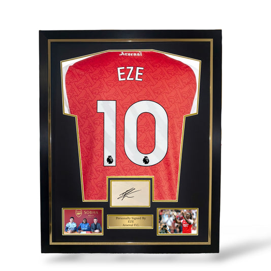 Eberechi Eze Signed Card/ Arsenal 2025/26 Home Shirt- Deluxe Framed