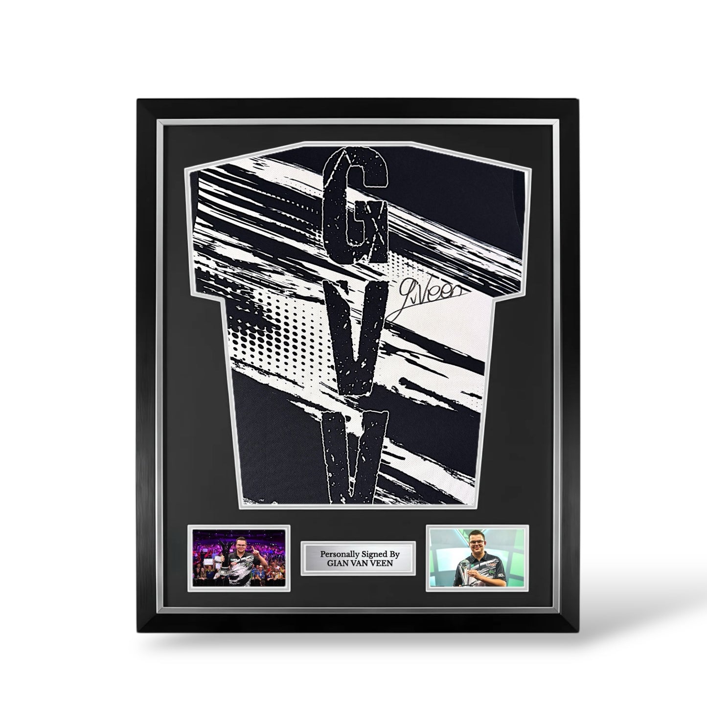 Gian Van Veen Rear Signed Official Darts Shirt- Deluxe Framed