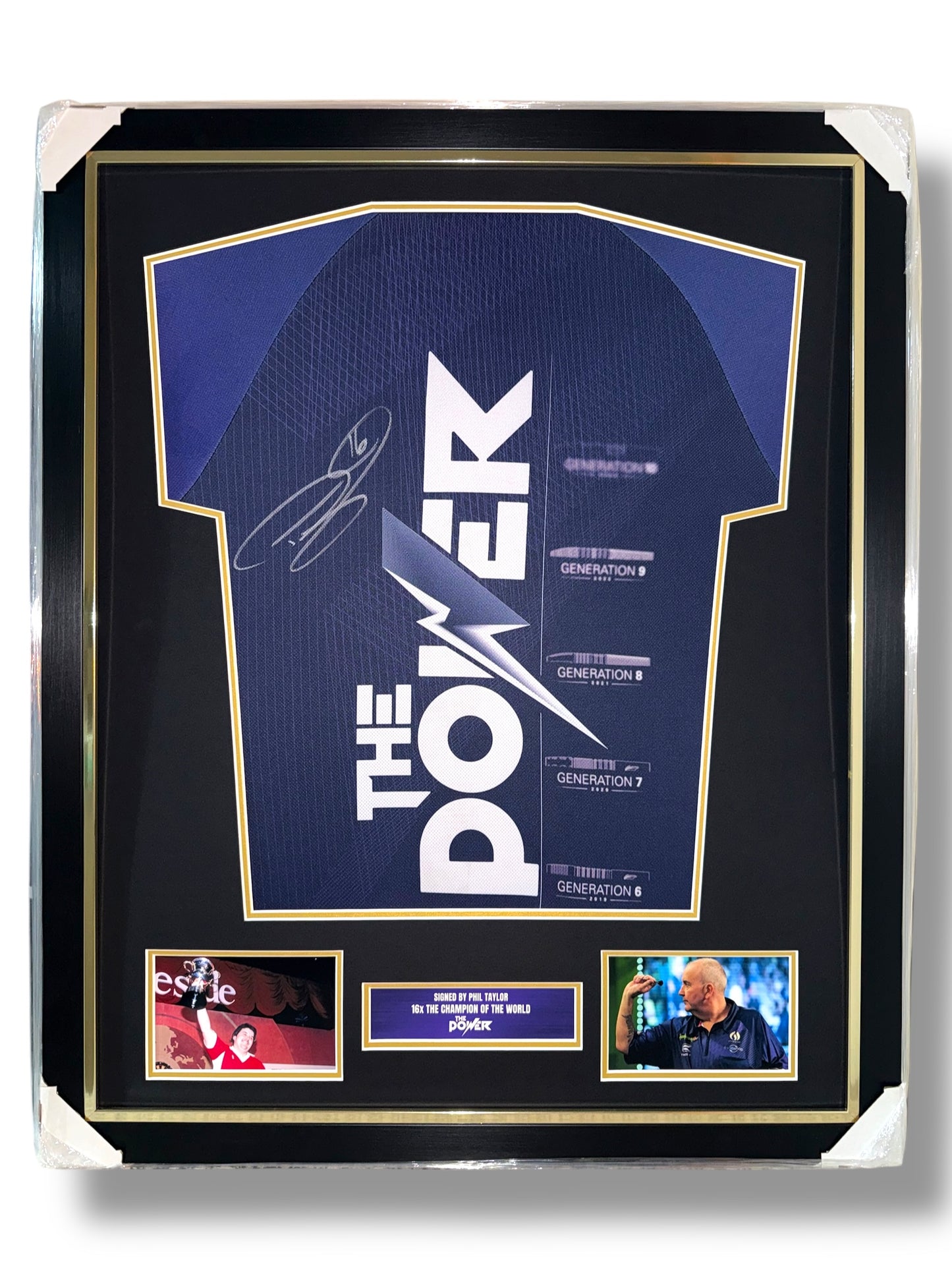 Phil Taylor Rear Signed Official 2024 Target Darts Shirt- Deluxe Framed