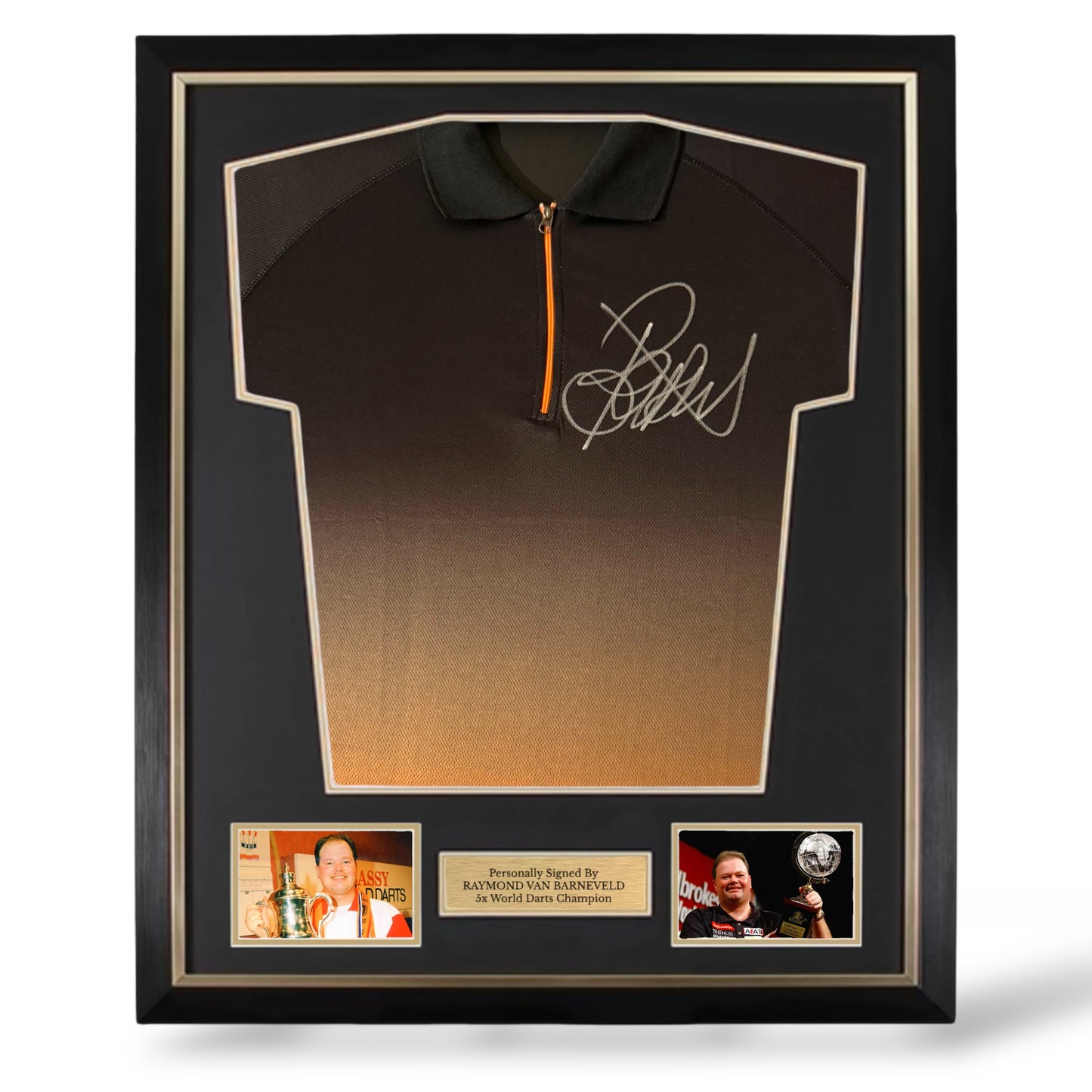 Raymond Van Barneveld Signed Official Unicorn RVB Darts Shirt- Deluxe Framed