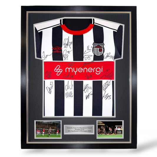 Grimsby Town 2025/26 Squad Signed Home Shirt- Deluxe Framed (Pre Order)
